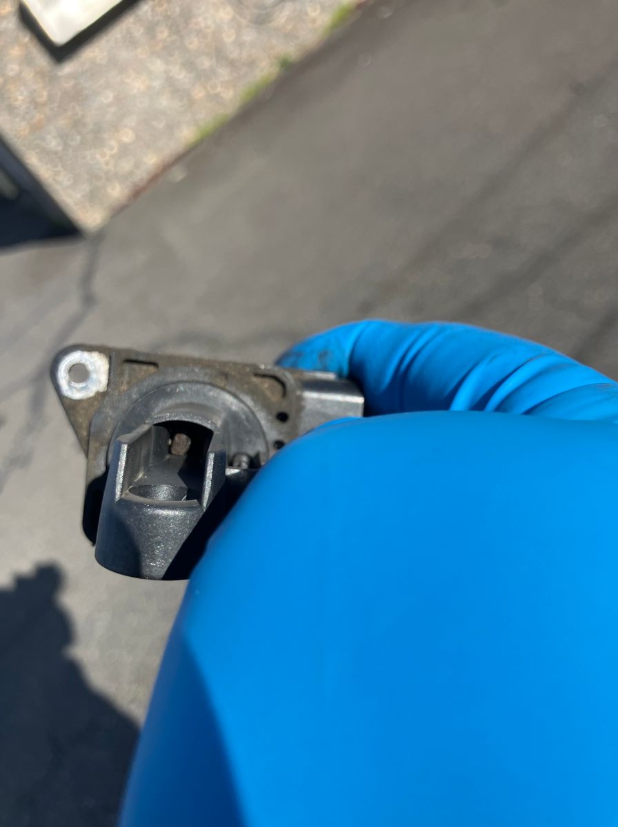MAF sensor removed from 2009 Prius showing contamination from rodent debris